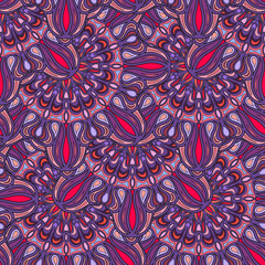 Ornate floral seamless texture, endless pattern with vintage mandala elements.