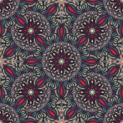 Ornate floral seamless texture, endless pattern with vintage mandala elements.