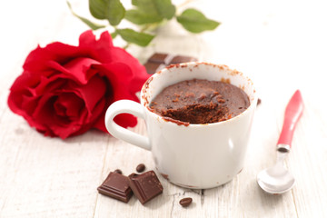 mug cake with red rose