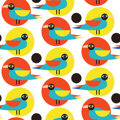Obraz premium Seamless ornamental pattern with birds. Cute print with bird in scandinavian style.