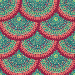 Ornate floral seamless texture, endless pattern with vintage mandala elements.