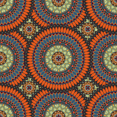 Ornate floral seamless texture, endless pattern with vintage mandala elements.