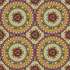 Ornate floral seamless texture, endless pattern with vintage mandala elements.