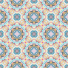 Fototapeta premium Flower Pattern Blue Yellow Weave Elements