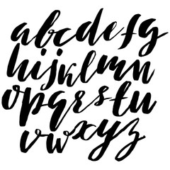 Hand drawn font made by dry brush strokes. Grunge style alphabet