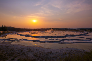 Sunset over Great Fountain Geyser 