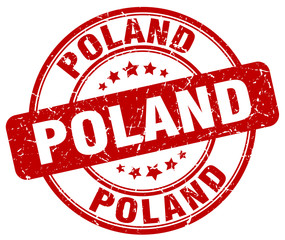 Poland red grunge round vintage rubber stamp