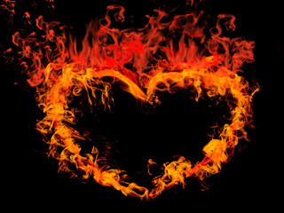love abstract background heart in fire colorful smoke