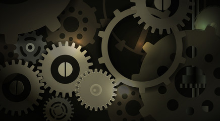 Vector Illustration Gears Inside Mashine, Eps10, Transparency and Gradient Mesh Used