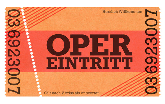 Eintrittskarte Oper- Classic Ticket - Webshop Online-Shop Vintage Design Retro Style  altes Ticket Abrei&szlig;ticket Abrisskarte Ticket mit Perforierung Eintrittskarte Abriss Abri&szlig; mit L&ouml;chern