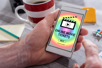 Online movie tickets buying concept on a smartphone