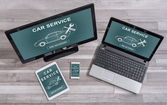 Car service concept on different devices