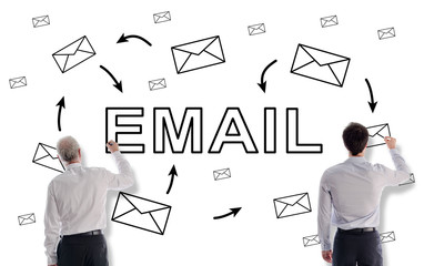 Email concept drawn by businessmen © thodonal