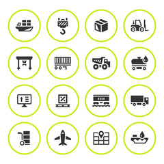 Set round icons of logistic
