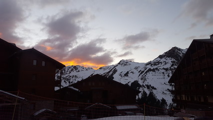 Red sunset in the Alps