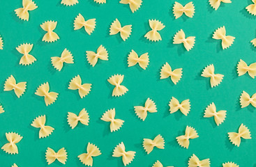 Farfalle pasta flat lay pattern