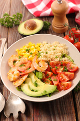 vegetable salad and shrimp