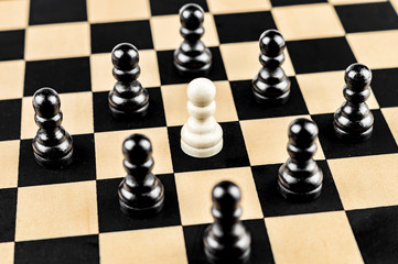 White Pawn surrounded by Enemies