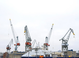 Fototapeta na wymiar Port and harbor crane