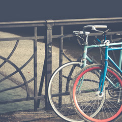 Fototapeta na wymiar Bicycles On A Bridge
