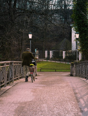 Naklejka premium Senior Man With Bicycle