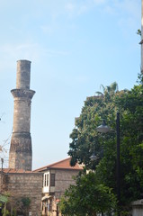 Fototapeta premium mosque with broken minaret in the center of antalya turkey