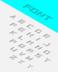 Isometric 3d type font set. Embossed font. Vector illustration
