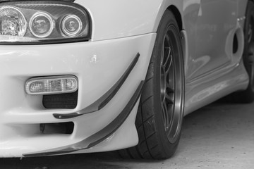 front wings in car sport - black and white