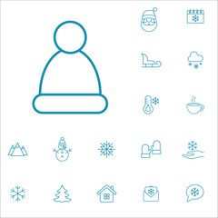 winter cold snow line icons set blue on white