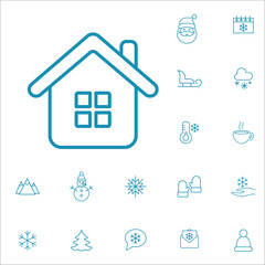winter cold snow line icons set blue on white
