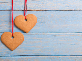 cookies heart on wooden background