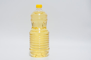 Cooking oil bottle on white background.