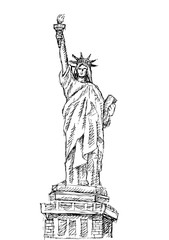 Statue of Liberty hand drawn sketch style vector © Handini_Atmodiwiryo