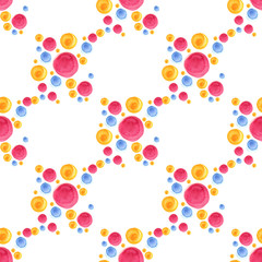 Watercolor circle pattern. Round elements for design. Colored circles hand drawn background