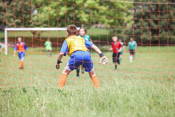 Soccer game, shallow focus