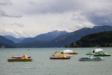 Leisure boats on the lake