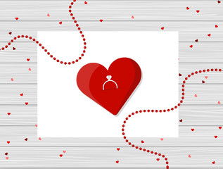 Valentine's Day Vector Design on Wooden Table.