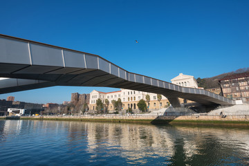 Bilbao cityscape, Bridge over Ria Nervion, Bilbao, Basque Countr