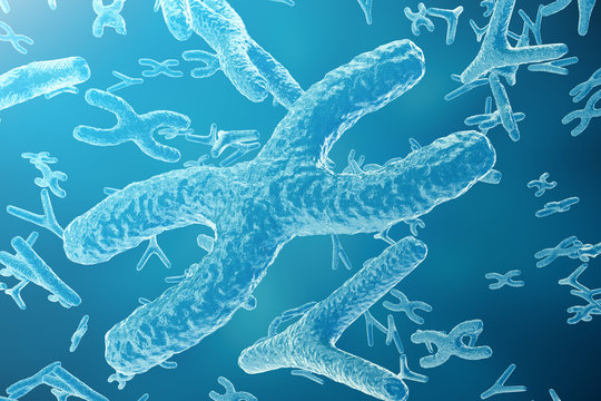 Science background with Chromosomes. Medicine scientific concept. 3d rendering