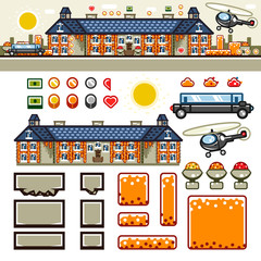 Mansion at autumn flat game level kit