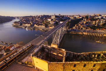 Douro river and metro bridge Luis