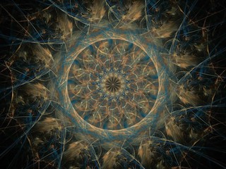 Colored abstract fractal pattern. Computer generated graphics.