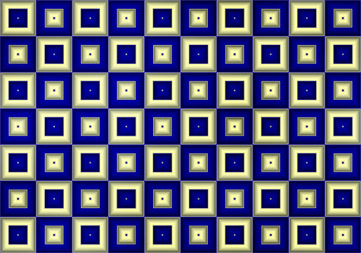 Abstract checkerboard background with white and blue squares