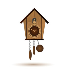 wooden wall pendulum clock with cuckoo vector object eps10