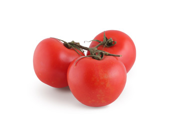Closeup of tomatoes isolated on white