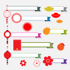 Obraz premium Ribbons with icons Chinese New Year