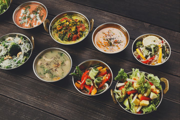 Vegan and vegetarian indian cuisine hot spicy dishes