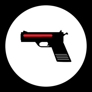 red and black simple hand gun pistol icon eps10