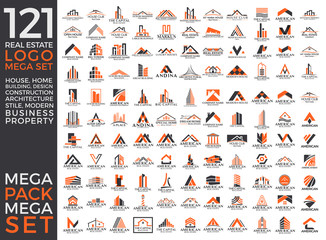 Mega Set and Big Group, Real Estate, Building and Construction Logo Vector Design Eps 10
