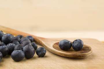 Blueberry on wooden table